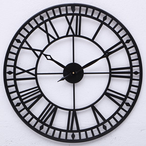 <span class=keywords><strong>Reloj</strong></span> <span class=keywords><strong>de</strong></span> pared Vintage <span class=keywords><strong>de</strong></span> hierro redondo, números romanos, clásico, para decoración del hogar - Product Image 1