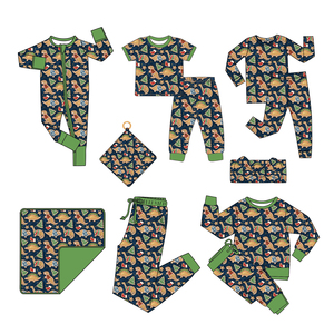 बांस के बच्चे के कपड़े थोक रूप से पेजामा की स्लीवियर कस्टम प्रिंट बांस के बच्चे पजामा जिपर - Product Image 1