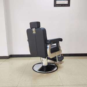 Silla de peluquero con respaldo invertido con diseño de bomba Jumbo con Base de Metal negro de titanio de acero inoxidable de lujo para barbería - Product Image 4