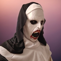 Masque intégral de nonne drôle et amusante en latex, peau pâle craquelée, bouche ensanglantée, dents pointues, texture réaliste effrayante, doux, confortable et tendance