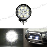 Lampe de travail LED ronde universelle pour voiture, camion, SUV, tout-terrain, 27W, 12V, 24V