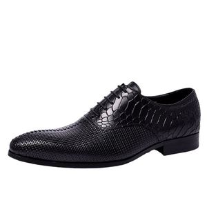 Zapatos de Vestir con Cordones y Punta Puntiaguda para Hombre, Hechos a Mano, Parte Superior de Cuero Vacuno, Antideslizantes, Transpirables, Impermeables, para Oficina y Bodas - Product Image 1