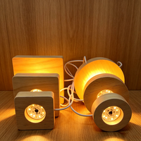 Support de lampe LED sans fil personnalisé, lampe de nuit ronde en bois, lampe de table LED, lampes de table 3D, support de lampe, charge USB, décoration intérieure