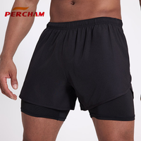 Shorts de course 2 en 1 pour hommes avec poche pour téléphone, poche arrière zippée, doublure intégrée, séchage rapide, respirant, logo personnalisé, athlétique, gym