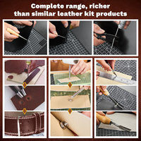 Kit d'outils de travail du cuir avec 52 moules d'estampage, outil de perforation multi-taille, tapis de gravure/coupe et accessoires de rivet
