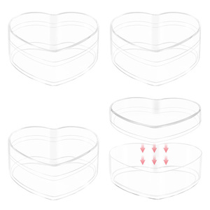 Heart Shaped <b>Clear</b> Plastic Storage <b>Box</b> 6Cm Flat Sided For Office Supplies And Candy Decorative Organizers - Product Image 2