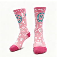 Nouvelles chaussettes de cyclisme personnalisées avec logo imprimé, respirantes, pour hommes, chaussettes de sport et de course, vente en gros, sublimation, antidérapantes, chaussettes de tennis