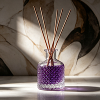 Bouteilles diffuseurs de parfum en verre transparent taillé en diamant avec bâtonnets, 100 ml et 130 ml, prix de gros, bouteilles diffuseurs de luxe