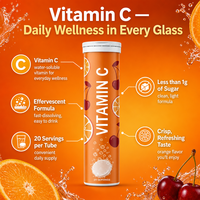 Servicio OEM, Tabletas Efervescentes Disolubles de Vitamina C Natural para Adultos, 20 Porciones, Absorción Rápida, Refuerzo Inmunológico
