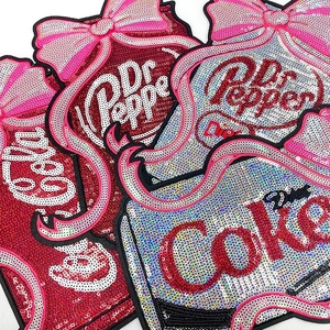 Bán buôn lớn hơn <span class=keywords><strong>sequin</strong></span> các bản vá lỗi sắt trên cung DR pepperinspired Hồng Bow vá cho thể thao hoạt động t Áo sơ mi hoodie Đảng - Product Image 1