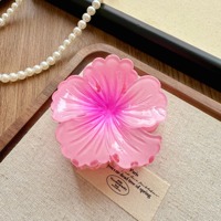 Pinza para el pelo de flores de Color degradado a la moda, 8cm, pinza Hawaiana para vacaciones en la playa, pinzas para el pelo de plástico duradero para mujer
