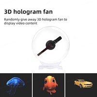 MissYou - Proyector Holográfico de Alta Tecnología de 20 cm con 80 LED, Control Remoto, APP/WIFI/3D, Ventilador de Visualización Publicitaria, Rotación de Doble Eje, Transparente