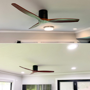 <strong>Best</strong> 3 Bamboo Oak Wooden Blades Hugger Surface Mount Low Profile Indoor Energy Power Consumption <strong>Ceiling</strong> <strong>Fan</strong> With Remote Control - Product Image 4
