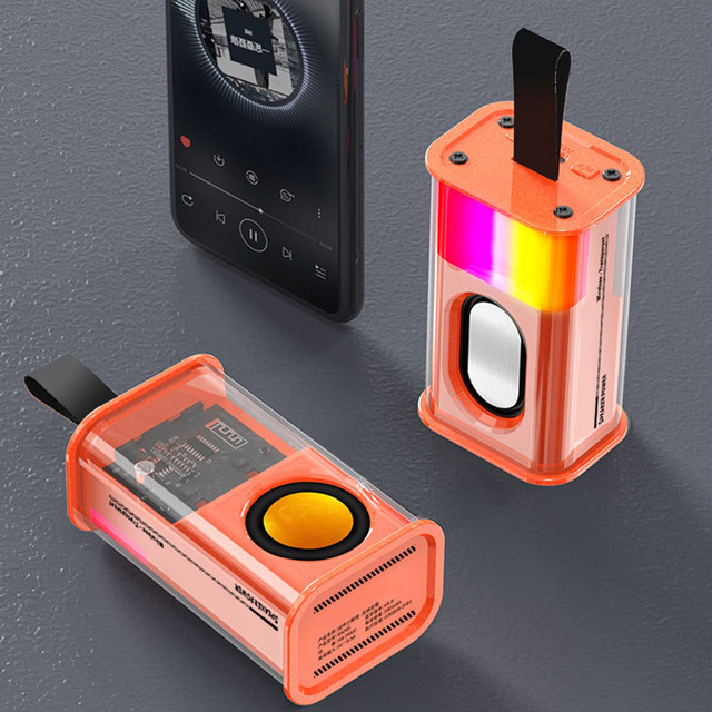 Wireless for 5.0 High-Power Transparent Mecha Loudspeaker with Battery 360-Degree Surround Sound for Party & Home Use