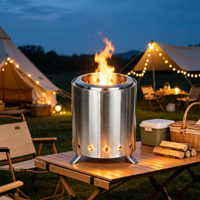 Barbecue portable moderne en acier au charbon de bois, foyer d'intérieur, mini foyer de table, foyer extérieur avec bol en porcelaine émaillée chromé pour la cuisson