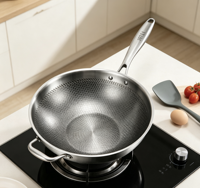 Wok en titane de qualité alimentaire FLEY, épaissi, non revêtu, antiadhésif, en alliage de titane, 32/34/36 cm, pour cuisinière à gaz, induction, cuisine domestique