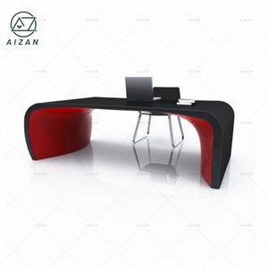 Escritorio de oficina negro moderno de bajo precio, <span class=keywords><strong>mesa</strong></span> de oficina negra personalizada de <span class=keywords><strong>2</strong></span> <span class=keywords><strong>metros</strong></span> de largo para oficina, hogar, clínica, Hotel, Hospital - Product Image 5