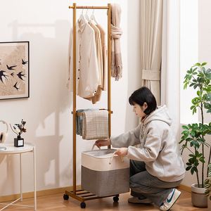 Simple floor-standing clothes <b>rack</b>, portable clothes <b>rack</b> for bedroom, home storage, minimalist style for rental rooms. - Product Image 2