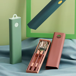 Korean Style Portable Stainless Steel 304 Spoon Fork Chopsticks <b>Kits</b> with High Quality Pull Picnic Box - Product Image 2