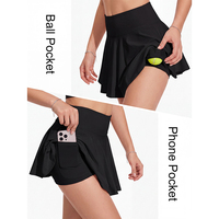 Jupe de tennis taille haute pour femmes grandes tailles avec short intégré, poches pour téléphone et balle, séchage rapide, jupe-short de sport athlétique