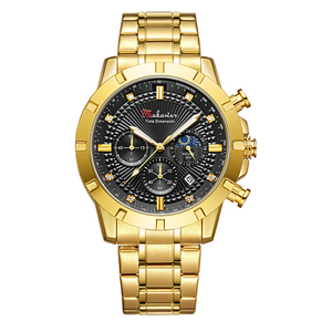Montre pour homme en acier inoxydable étanche avec cadran soleil <span class=keywords><strong>lune</strong></span> étoile quartz classique tendance lumineuse Makawer 1905 - Product Image 5