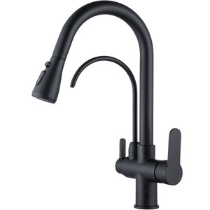 Rubinetto da <span class=keywords><strong>cucina</strong></span> a 3 vie <span class=keywords><strong>nero</strong></span> opaco in stile moderno in ottone per bere rubinetto senza piombo - Product Image 1