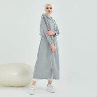 Robe Abaya de style sportif pour femmes musulmanes, de haute qualité, couleur unie, douce, manches longues, fermeture éclair sur le devant, grande taille, Jubah Turquie
