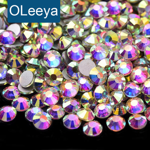 Oleeya Factory Wholesale Crystal and Crystal AB Colors  Good Feedback 12 Cuts Glass Flatback Non Hotfix Rhinestone Crystal - Product Image 1