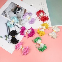 Mélange de couleurs perle double têtes fait à la main fleur étamine fleur étamines pistil artificiel nacré floral pollens étamine décoration