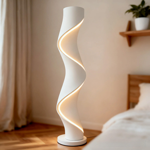 Lámpara de Pie Moderna con Diseño Retorcido, Plástico Blanco, LED, Control Táctil, Altura Ajustable, Diseño Minimalista, Tamaño Grande, Luz Cálida de 2700K - Product Image 4