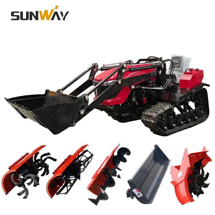 50HP Small Crawler Tracked Tractor Mini Garden Tractor with Cultivator Planter / Rotavator / Front End Loader