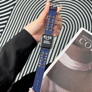 Bracelet créatif en denim premium décontracté et tendance avec lignes croisées pour Apple Watch S9, iWatch 6/7/8/SE - Product Image 4