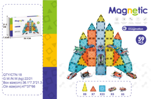 ELI TOYS Juego de 59 Piezas de Bloques de Construcción Magnéticos de Alta Calidad, Juguetes Educativos para Niños, Bloques Magnéticos 3D - Product Image 4