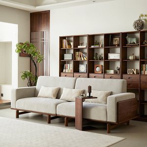 أريكة ثلاثية المقاعد من خشب الجوز الأسود الأمريكي الصلب، تصميم بسيط للمساحات الصغيرة، أريكة لغرفة المعيشة المنزلية، بيع بالجملة من المصنع - Product Image 4