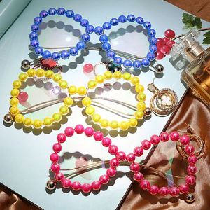 แว่นกันแดดทรงแคทอายโอเวอร์ไซส์ขาแว่นลายคลื่นแฟชั่นวินเทจปี 2020 ขายส่ง พร้อมกรอบแว่นมุกสีรุ้งสำหรับผู้หญิง - Product Image 6