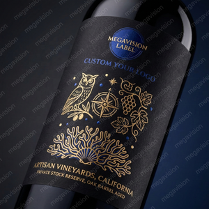 Custom Gold Stamped Self <strong>Adhesive</strong> Kraft Paper Beverage Packagging Labels UV <strong>Printable</strong> <strong>Roll</strong> Stickers Labels for Wine Bottles - Product Image 4