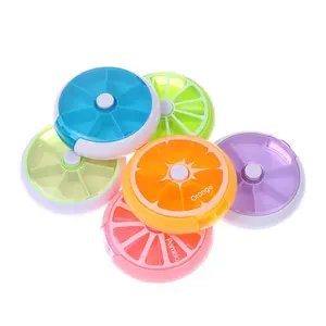 Custom Empty Round 7 Day Medication Weekly Pill Case Storage Organize Medicine Box Plastic Pill Box Mini Pill Container