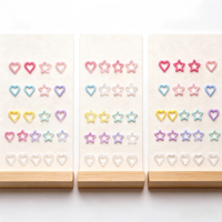 Breloques pour ongles en résine Macaron, étoiles et cœurs creux, ornements mignons en forme de cœur et d'étoile, décorations 3D colorées pour ongles, 10 pièces/paquet