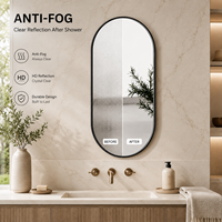 Miroir de salle de bain ovale intelligent à LED avec éclairage frontal, pour maquillage, salon, gradation progressive, 3 couleurs, anti-buée, Bluetooth
