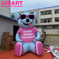 Mascotte de chien hip-hop gonflable personnalisée avec lunettes de soleil roses pour la promotion d'événements