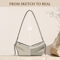 Sac à bandoulière souple en cuir PU taupe, style croissant, élégant, tendance, décontracté, chic, pour femme, sac à main, fabrication OEM personnalisée