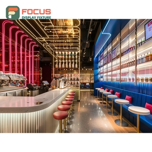 Minimal Coffee Display Cabinet Matte Wood Finish Syrup Bottle Display Area Storefront Coffee Cabinet - Product Image 3