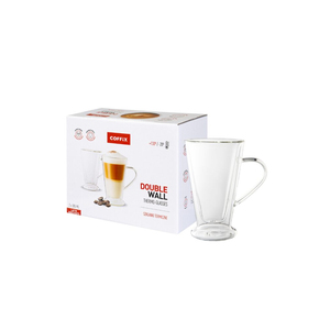 Verres thermiques à double paroi avec poignée, lot de 2, 385 ml, tasses à café isolées résistantes à la chaleur, mugs en verre transparent, vaisselle réutilisable - Product Image 1