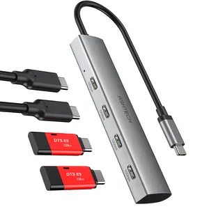 RSHTECH aluminium 4 Port Usb 3.2 GEN 2 pemisah kabel hub, transmisi 10Gbps, ekspansi Usb C stasiun Dok hub USB