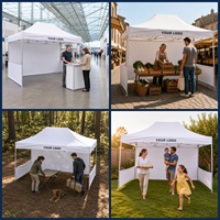 Tente pliante personnalisée à simple couche, type Pop Canopy, Gazebo, pour salons professionnels, avec parois imprimées en couleur et auvents latéraux, pour usage intérieur et en resort