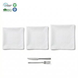 Wholesale Durable White Hemmed Cloth Napkins 18x18 Inch Poly Cotton Plain Dyed Hotel Custom Logo Size Dinner Napkins - Product Image 1