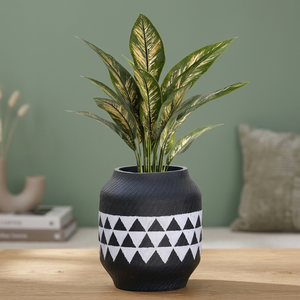 Pot de fleurs noir décoratif moderne pour la maison, élégant support de bureau intérieur, décoration de salon, verdure de table - Product Image 1