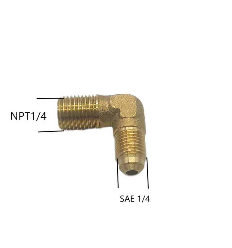 Raccordo per tubo a compressione in metallo ottone con gomito a 90 gradi maschio NPT1/4 xsae1/4 maschio