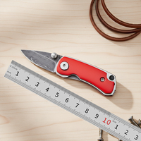 Retro mode rood vouwmes Damascus staal hoge hardheid scherp draagbaar sleutelhanger mini open doos fruitmes OEM koeienbeen
