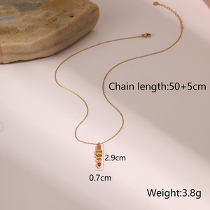 Set di Gioielli da <span class=keywords><strong>Donna</strong></span> in Acciaio Inossidabile 18KGP con Collana, Orecchini e Anello Geometrici Colorati con Zirconi Cubici - Vendita all'Ingrosso - Product Image 4